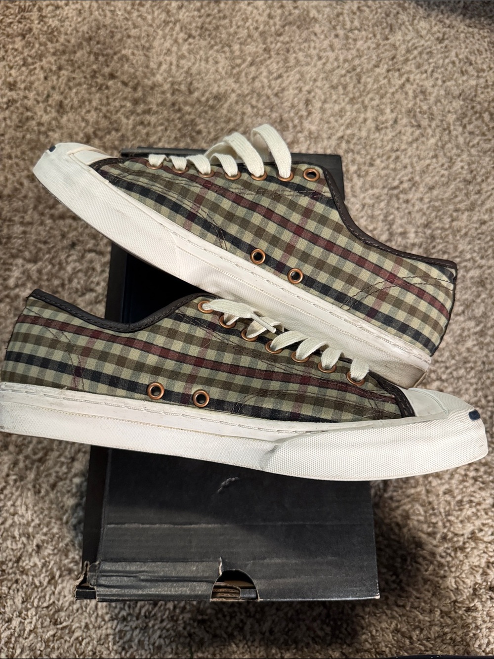 Converse Low-Top Plaid Sneakers - Brown/Green - Picture 3 of 4